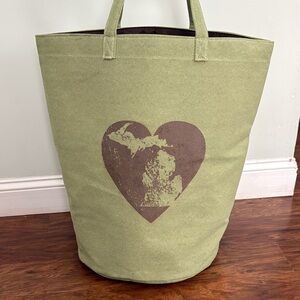 BIG Green Tote Bag with Heart Design